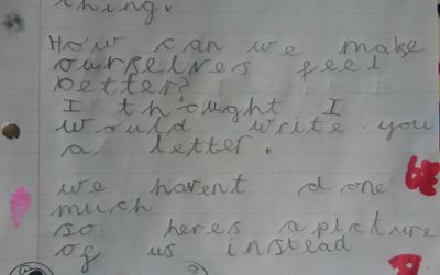 Year 1 pupils writing to keep in touch