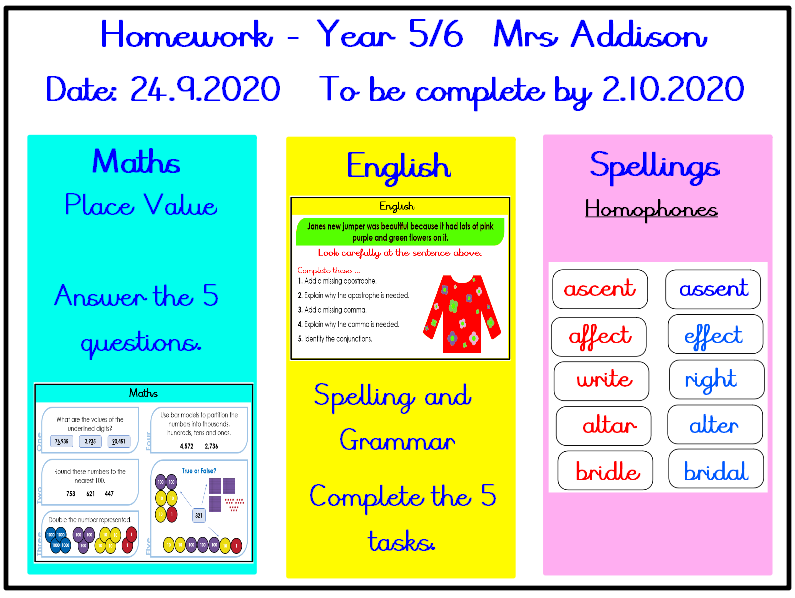 Homework Y5/6A