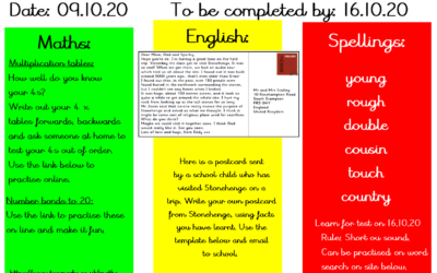 Year 3 homework to be reviewed in class on Friday 16th October 2020