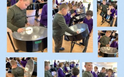 Playing the steel drums